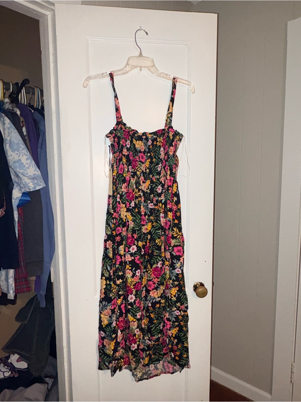 Maternity Liberty Love Black Floral Maxi Dress with Pink & Yellow Flowers